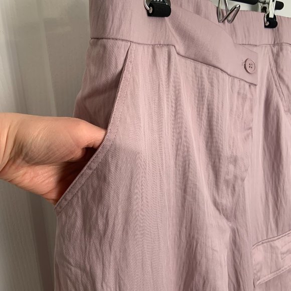 Zara Wide Leg Full Length Cargo Asymmetrical Pants Trousers Lavender Size L - Picture 8 of 14